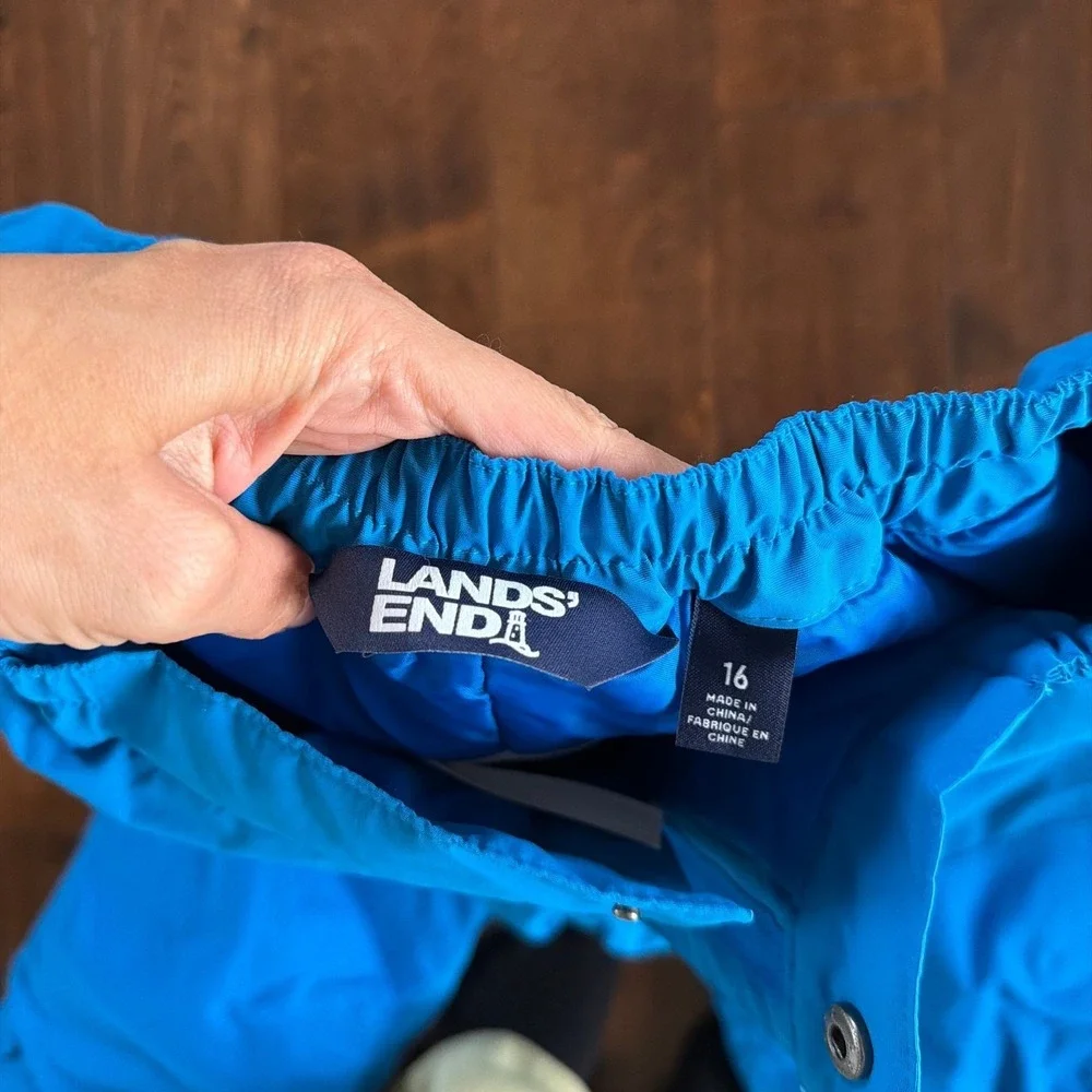 Lands End Squall Waterproof Insulated Snow Pants Boys Girls 16 Blue Winter Ski